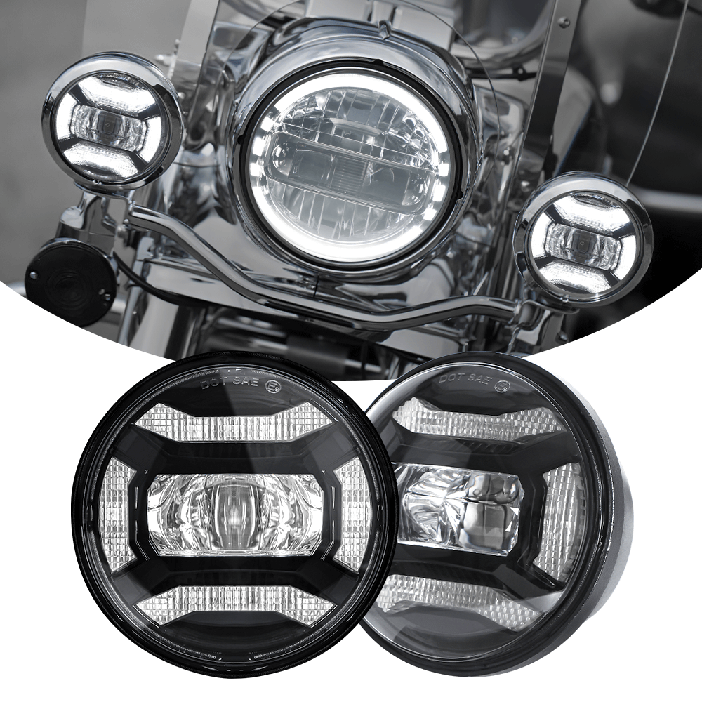Auxbeam 4.5 Inch 60W DOT Motorcycle LED Fog Lights Assembly for Harley-Davidson