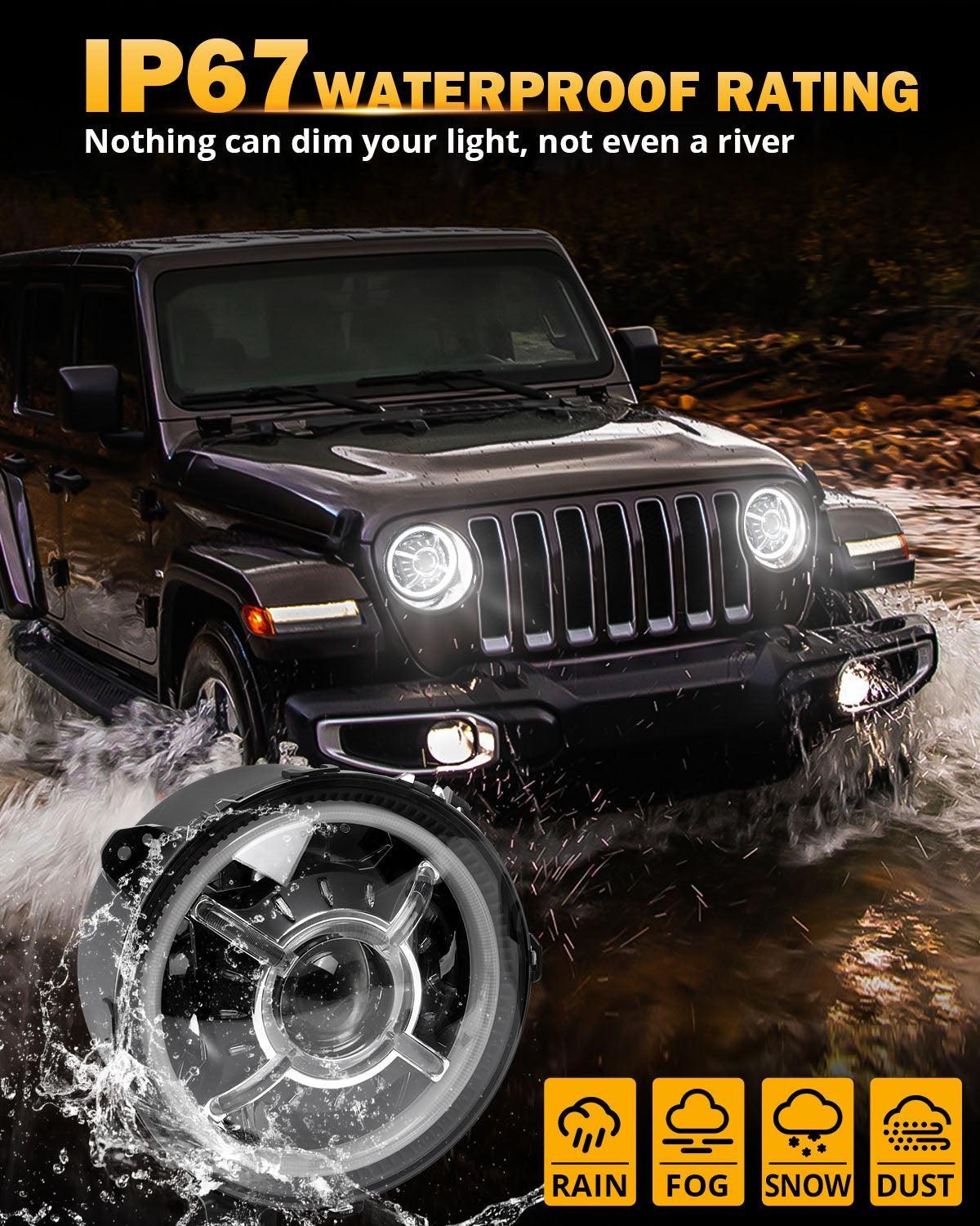 Auxbeam 9 Inch 100W Dot Approved LED Headlights for 2018-2023 Jeep Wrangler JL
