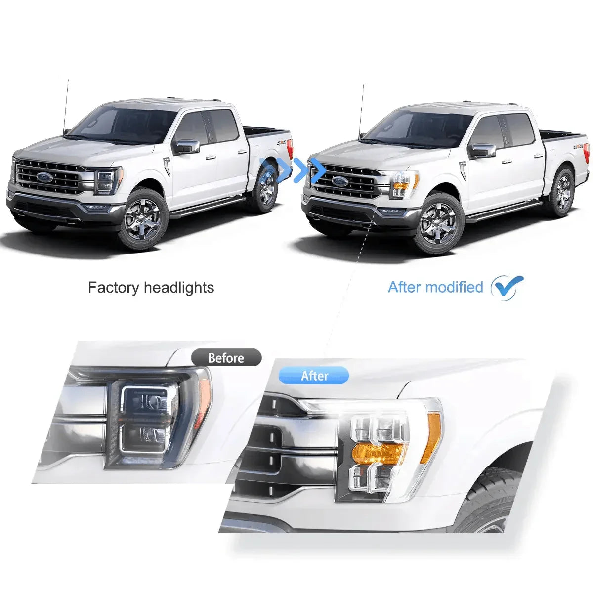 Vland LED Headlight Assembly Reflection Bowl for 2021-2023 Ford F150 14th Gen