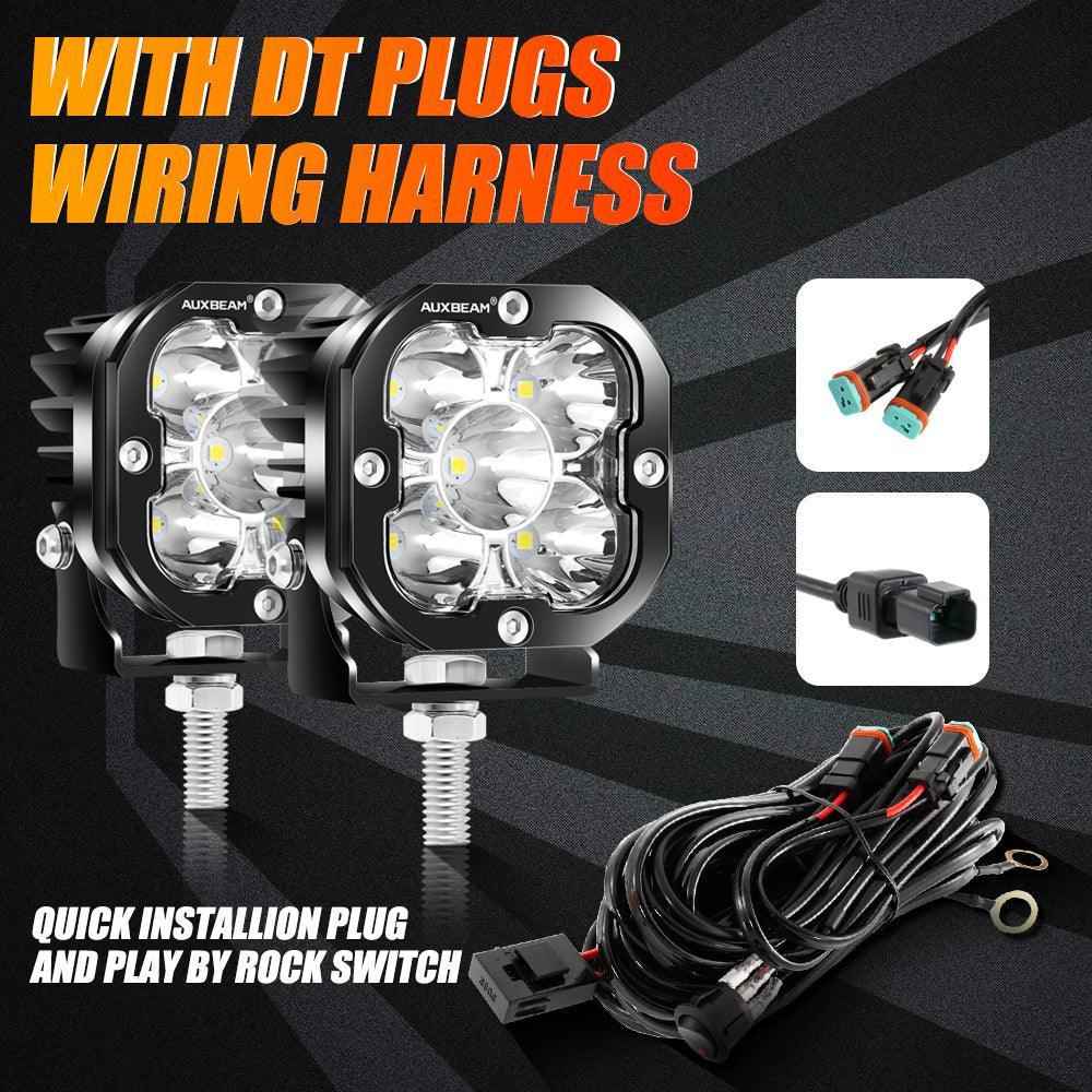 3 Inch 80W 9600LM LED Pods Lights White&Amber for ATV UTV SIDE BY SIDE 4X4