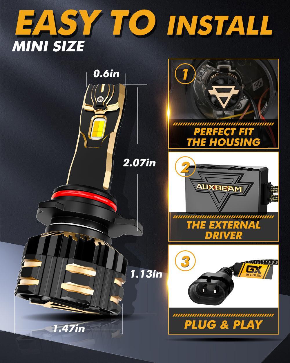 Auxbeam 9012/HIR2 LED Headlight Bulbs 110W GX Bi-Color Series High Power