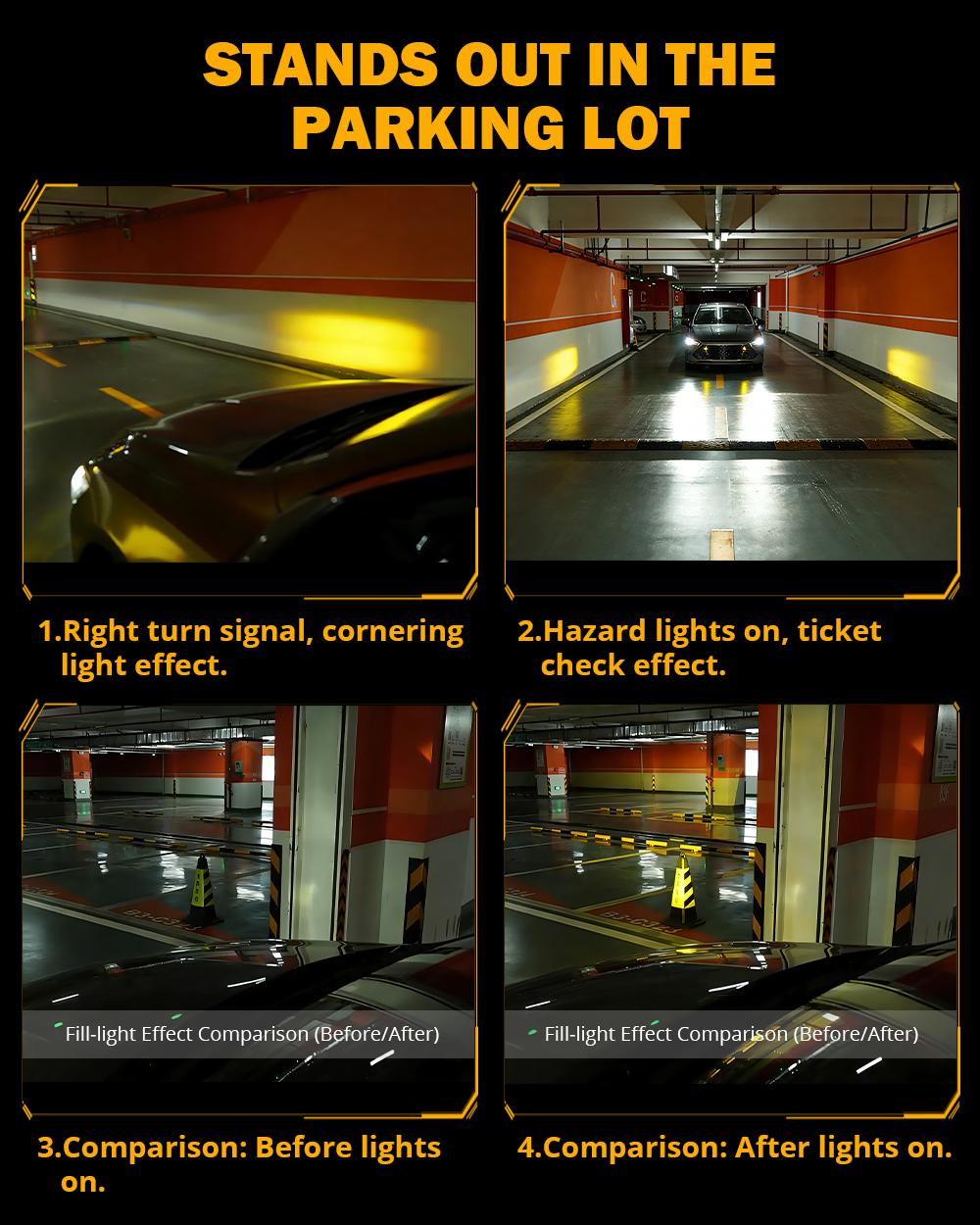 Auxbeam 0.8'' 3000K Yellow Bi-LED Projector 45° Turning-Assist Grille Light