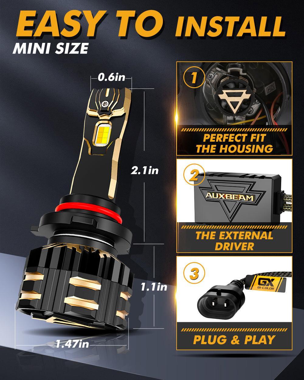 Auxbeam 9005/HB3 LED Bulb Fog Lights/Low Beam Lights 110W GX Bi-Color Series