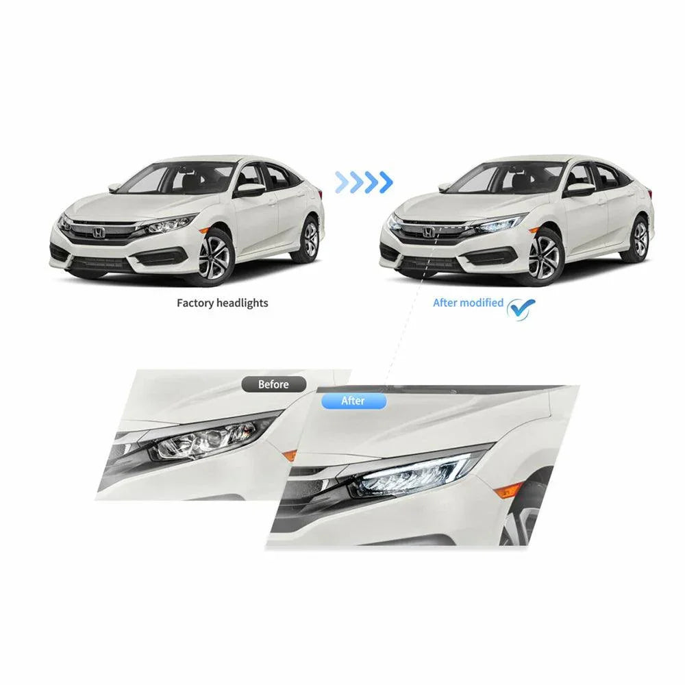 Vland LED Headlight Assembly Reflection Bowl for 2016-2021 Honda Civic 10th Gen