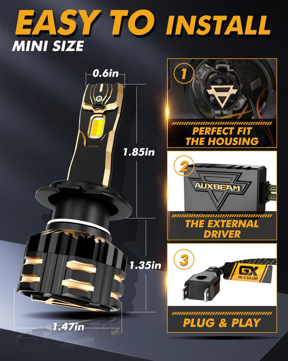Auxbeam H7 LED Bulb Fog Lights/Low Beam Lights 110W GX Bi-Color Series High