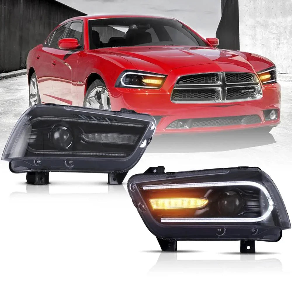 Vland LED Headlight Assembly Dual for 2011-2014 Dodge Charger(LD) Pre-Facelifted