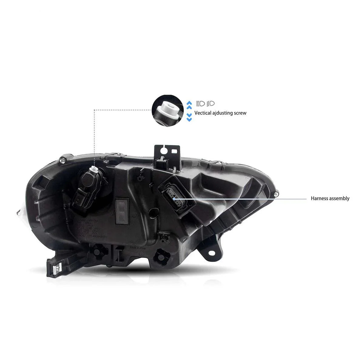 Vland LED Headlight Assembly RGB Dual Beam Projector for 2018-up Ford Mustang