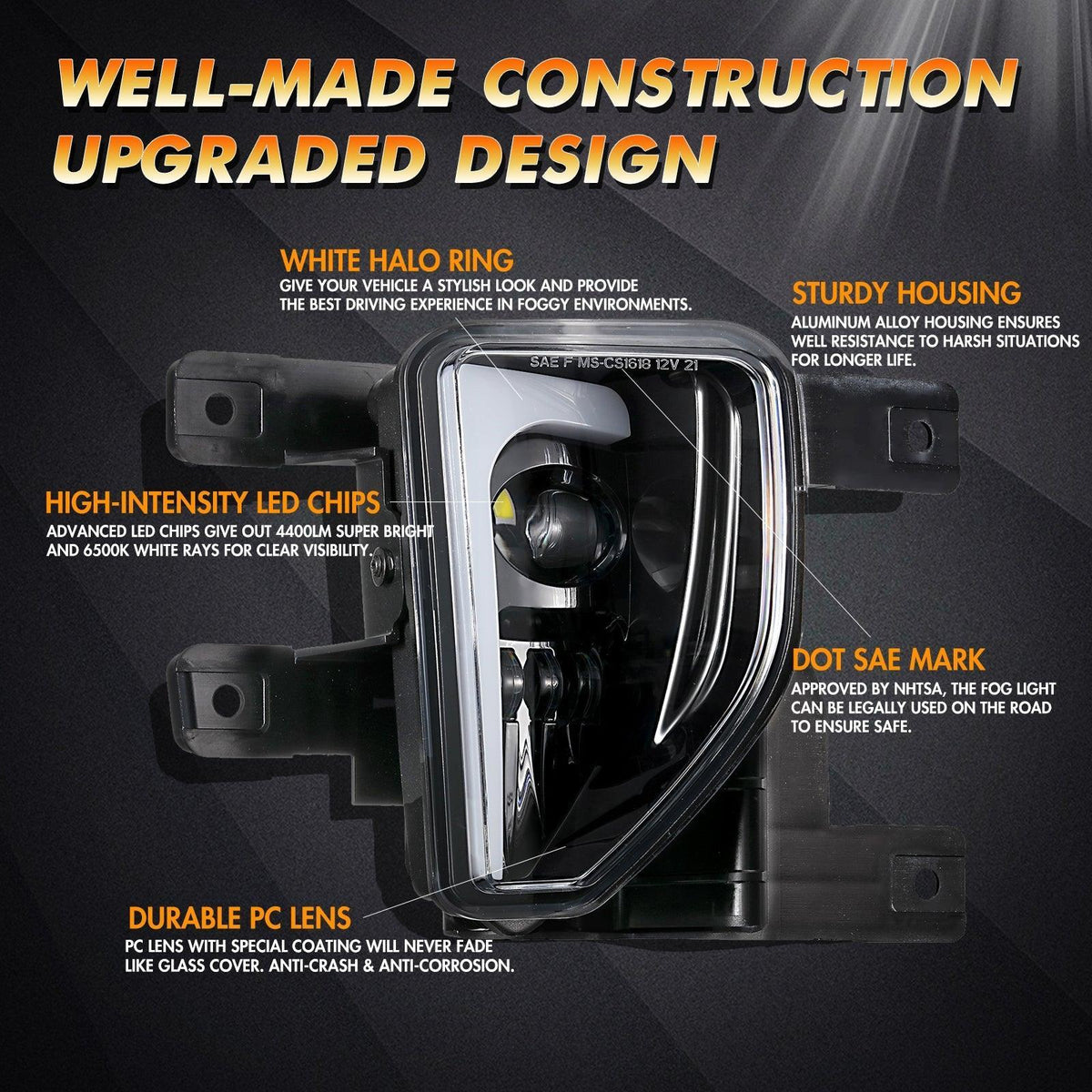 Auxbeam 45W DOT Approved LED Fog Lights for 2016-2018 Chevy Silverado 1500