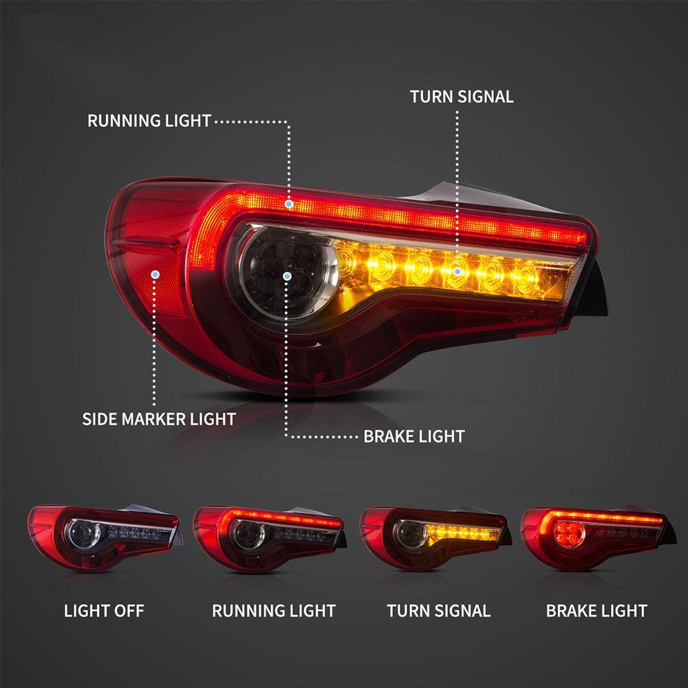 Vland Sequential LED Tail Lights for 2012-2021 Toyota 86, Subaru BRZ, Scion FR-S