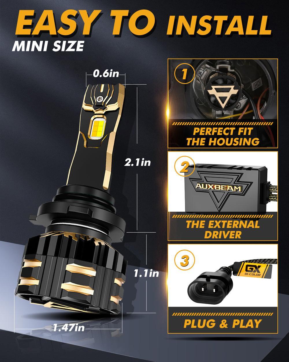 Auxbeam 9006/HB4 LED Bulb Fog Lights/Low Beam Lights 110W GX Bi-Color Series