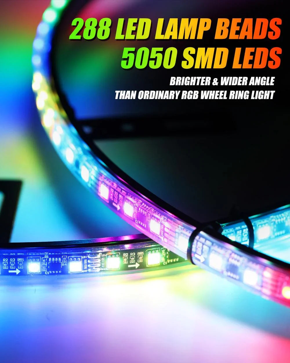 Auxbeam 15.5" RGB LED Wheel Ring Lights Magic Dream Color Neon Rim Light