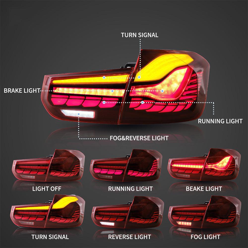 Vland LED Tail Lights Assembly With Dynamic Welcome Light for 2012-2019 BMW 3