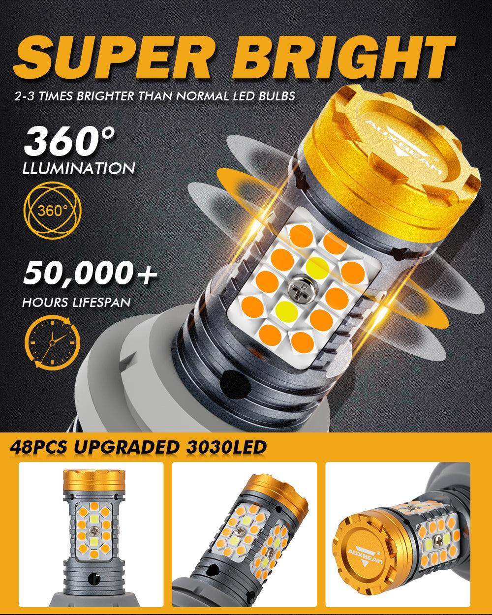 Auxbeam 1157 BAY15D LED Front Turn Signal & DRL Light Bulbs Dual Color