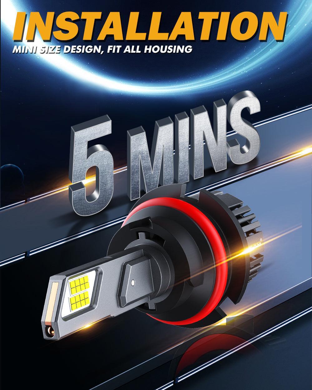 Auxbeam 9007/HB5 LED Headlight Bulbs 90W F15 Series Smaller Size 2 Bulbs