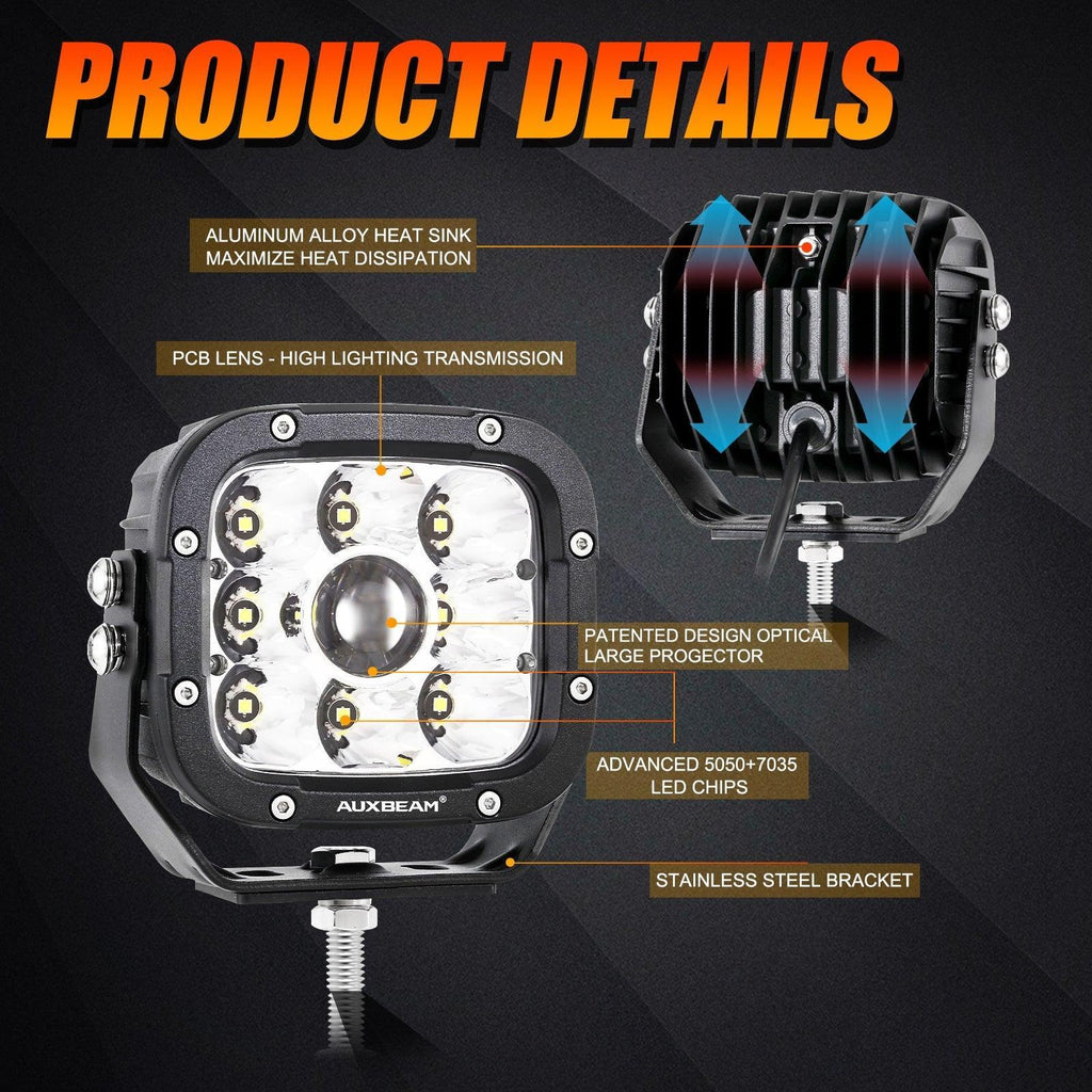 5 Inch 110W White/Amber Spot Light LED Driving Lights for Toyota Tacoma