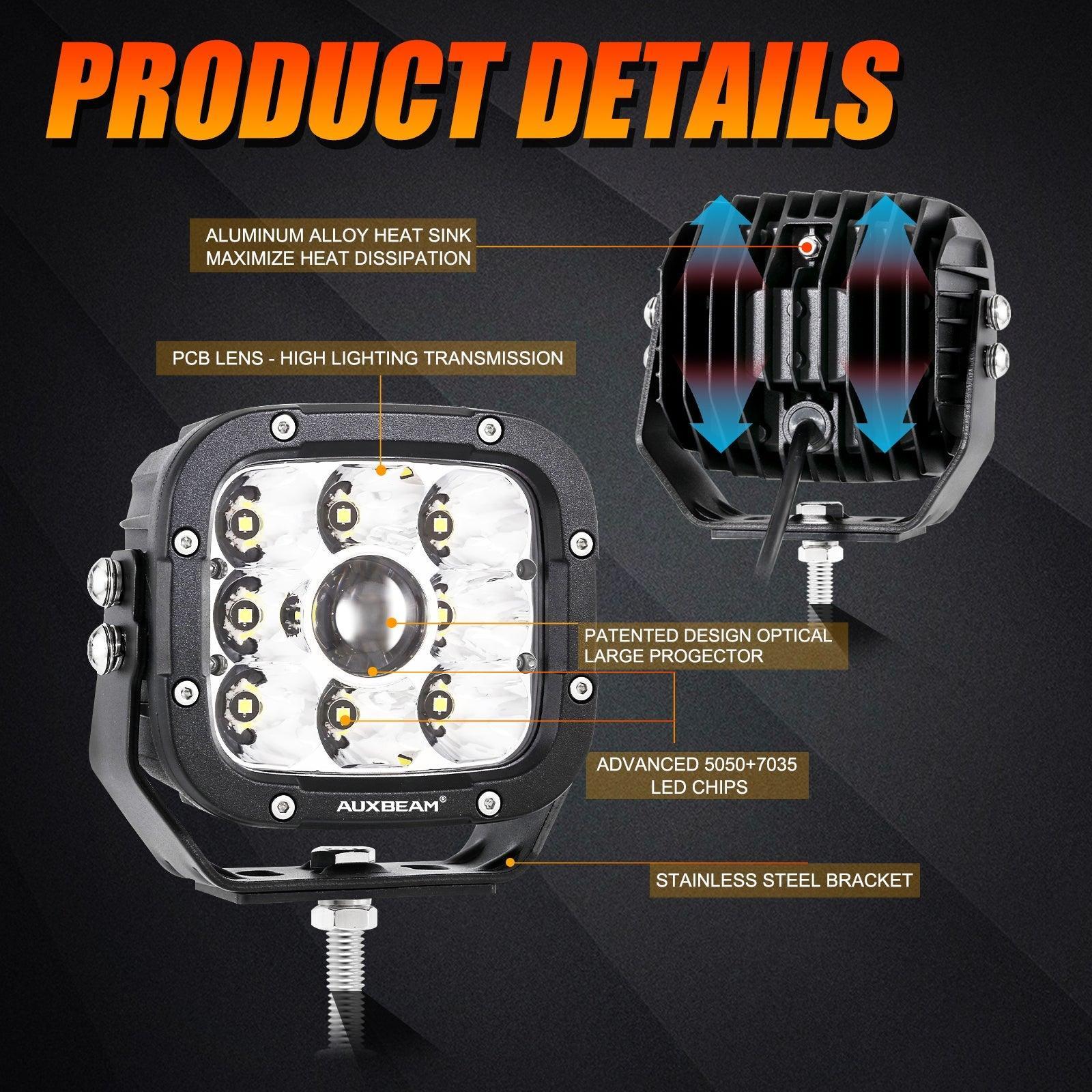 5 Inch 110W White/Amber Spot Light LED Driving Lights for Toyota Tacoma