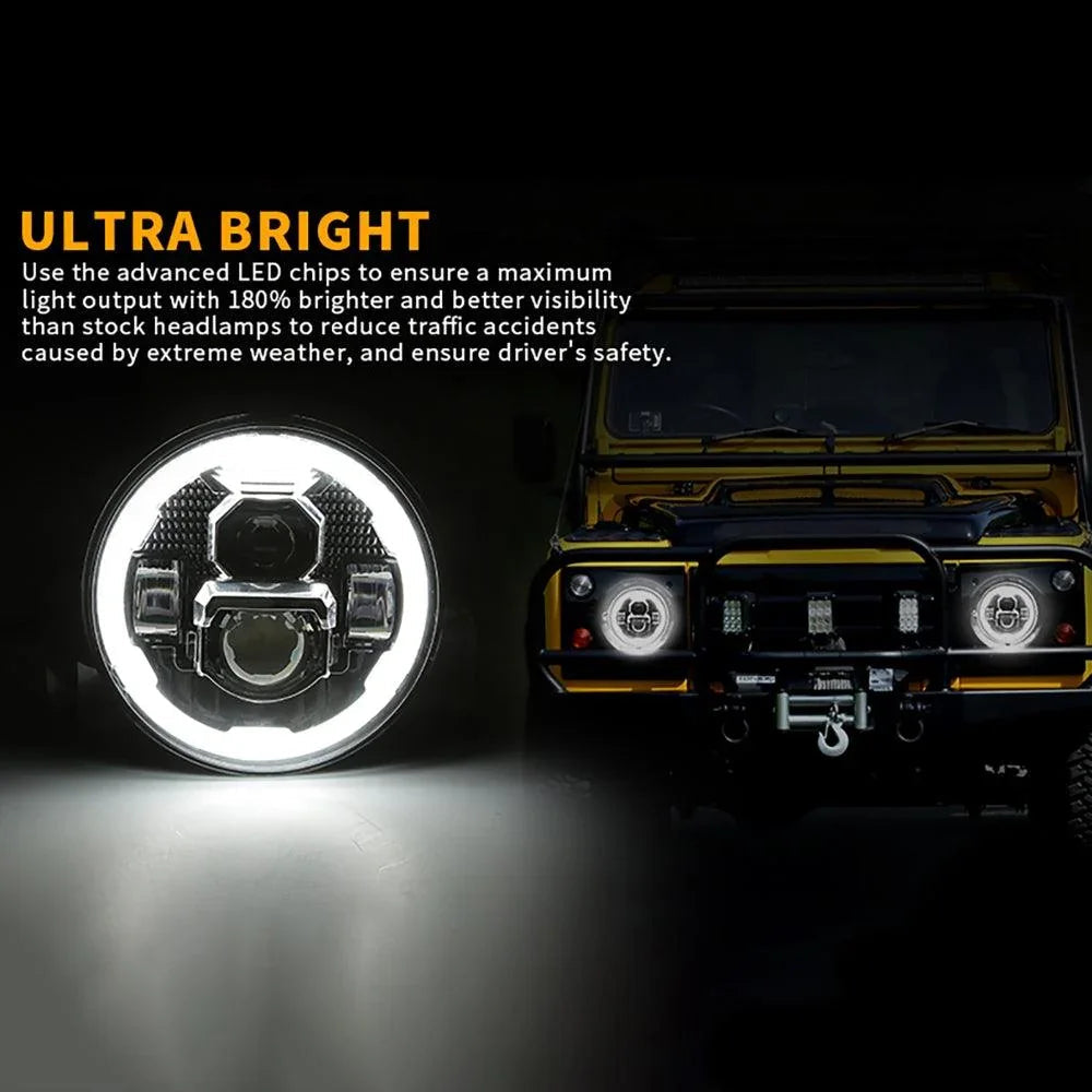 Auxbeam 7 Inch LED Headlights with DRL&Turn Signal for Jeep Wrangler JK TJ LJ CJ