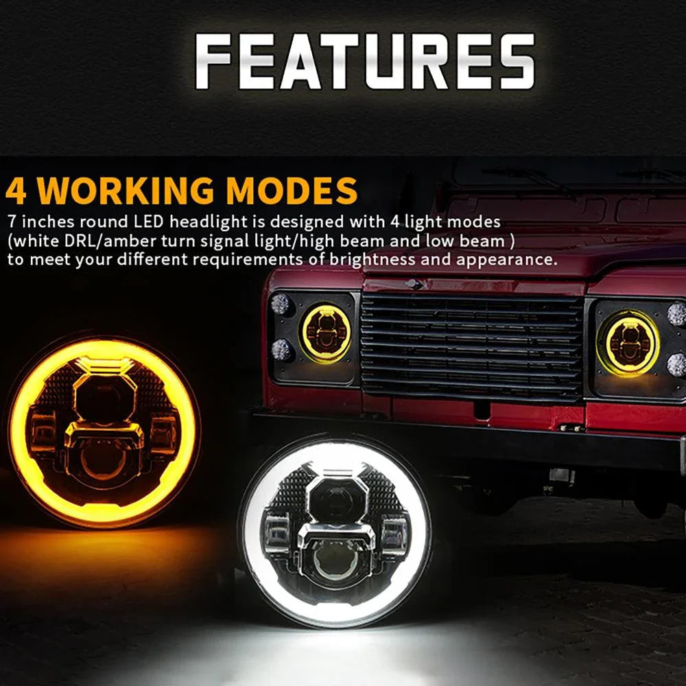Auxbeam 7 Inch LED Headlights with DRL&Turn Signal for Jeep Wrangler JK TJ LJ CJ