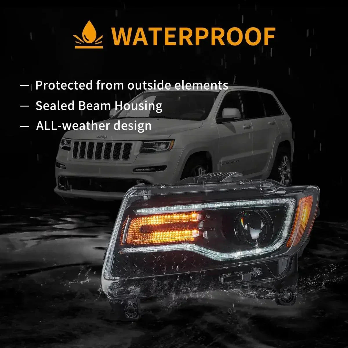 Vland LED Headlight Assembly Full LED for 2011-2013 Jeep Grand Cherokee (WK2)