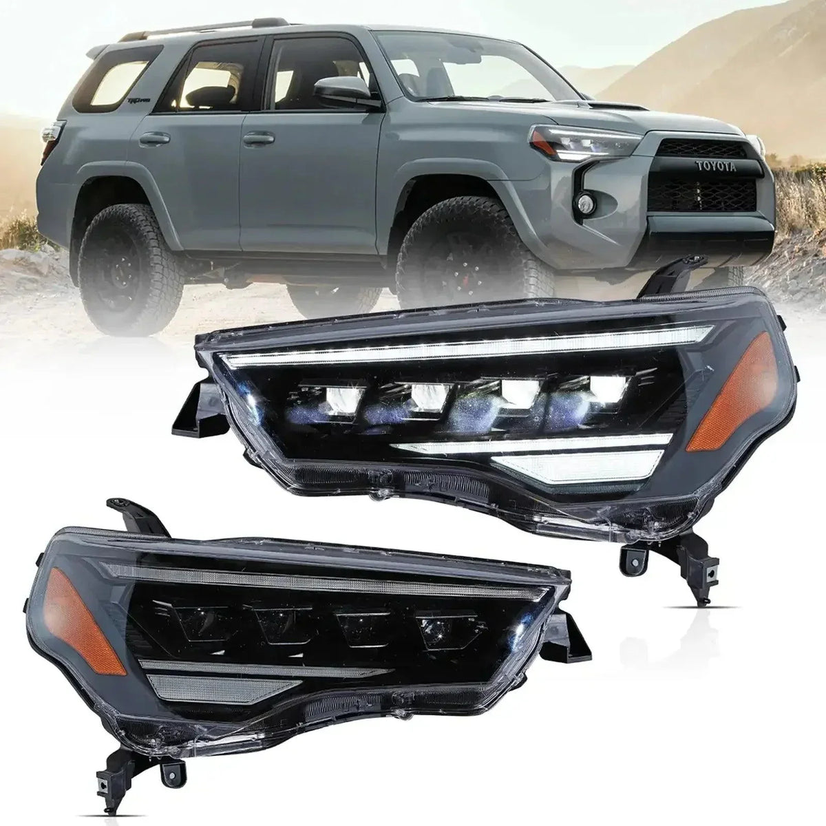 Vland LED Headlight Assembly 4Pcs Projector Upgrade for 2014-2024 Toyota 4Runner