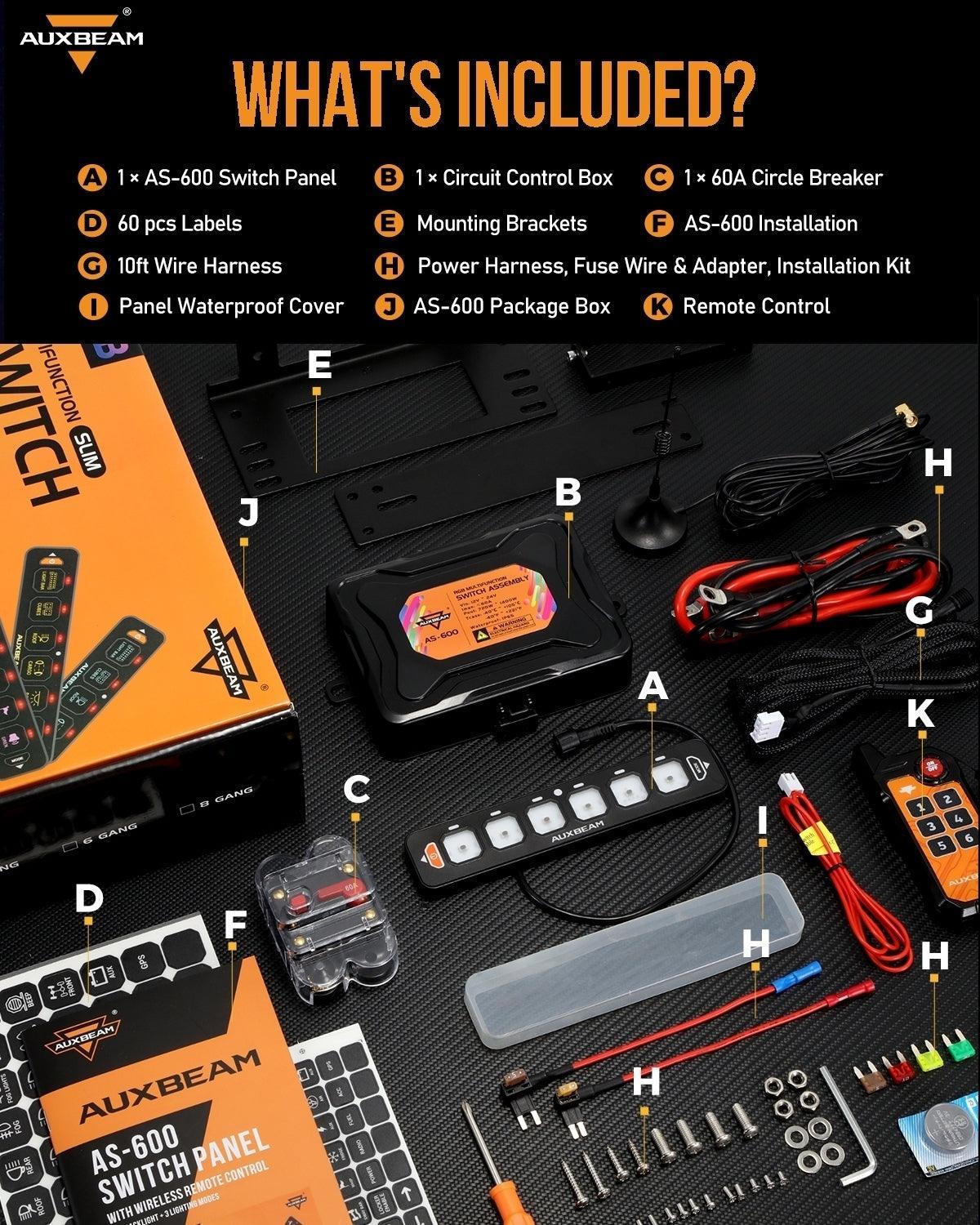 Auxbeam AS Series 4/6/8 Gang RGB Slim Switch Panel with APP&Remote Control