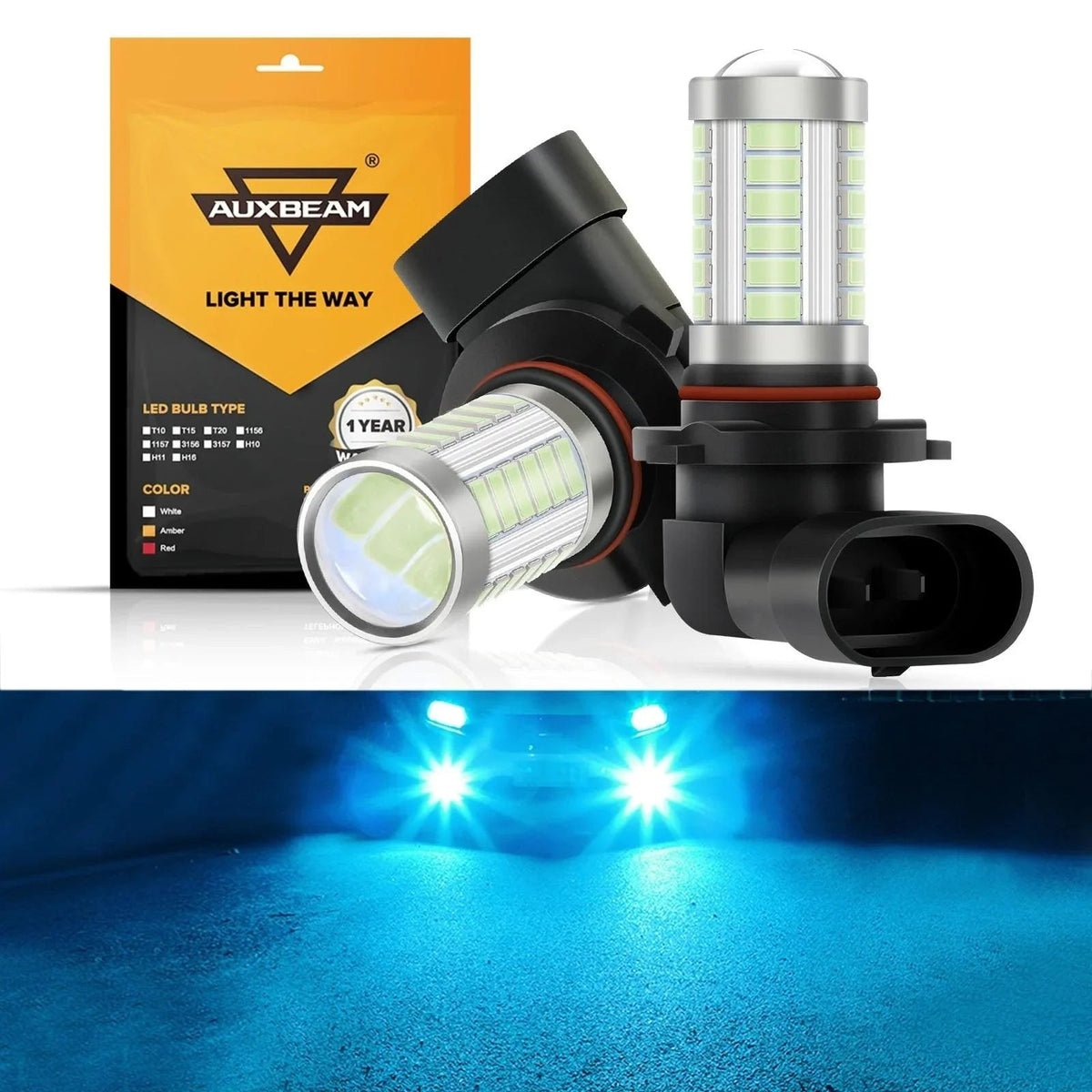Auxbeam 9006/HB4 LED Fog Light/DRL Bulbs 50W Ice Blue 33LED Series 2 Bulbs