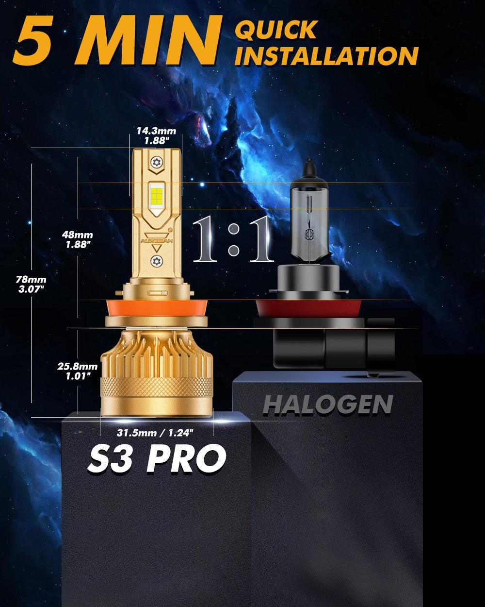 Auxbeam Dual Decoder S3 Pro Series 12V 120W LED Headlight Bulbs