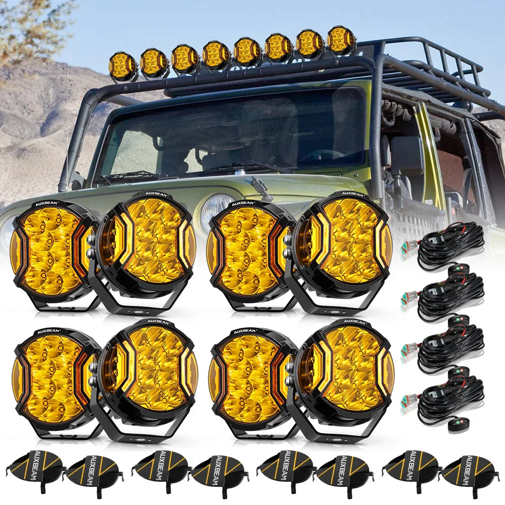 V-ULTRA Series  3/5/7/9 Inch LED Side Shooter Amber/White Pod Lights with Amber DRL