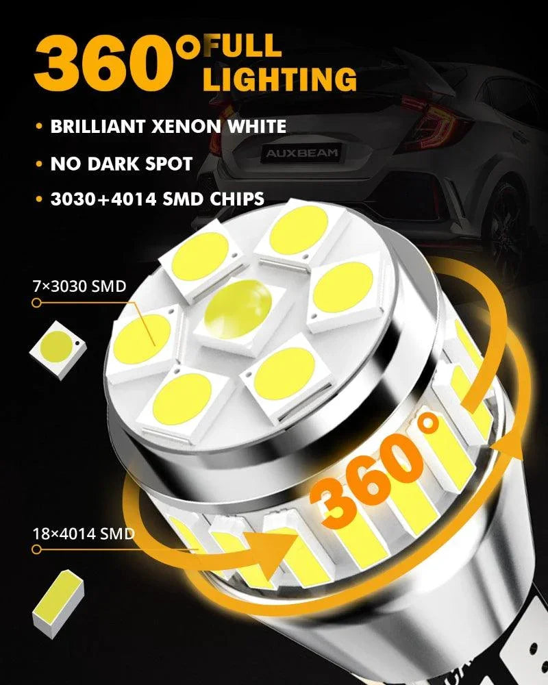Auxbeam 912 921 T15 W16W LED Backup/Brake/Tail Light Bulbs 10W 4000ML 6500K