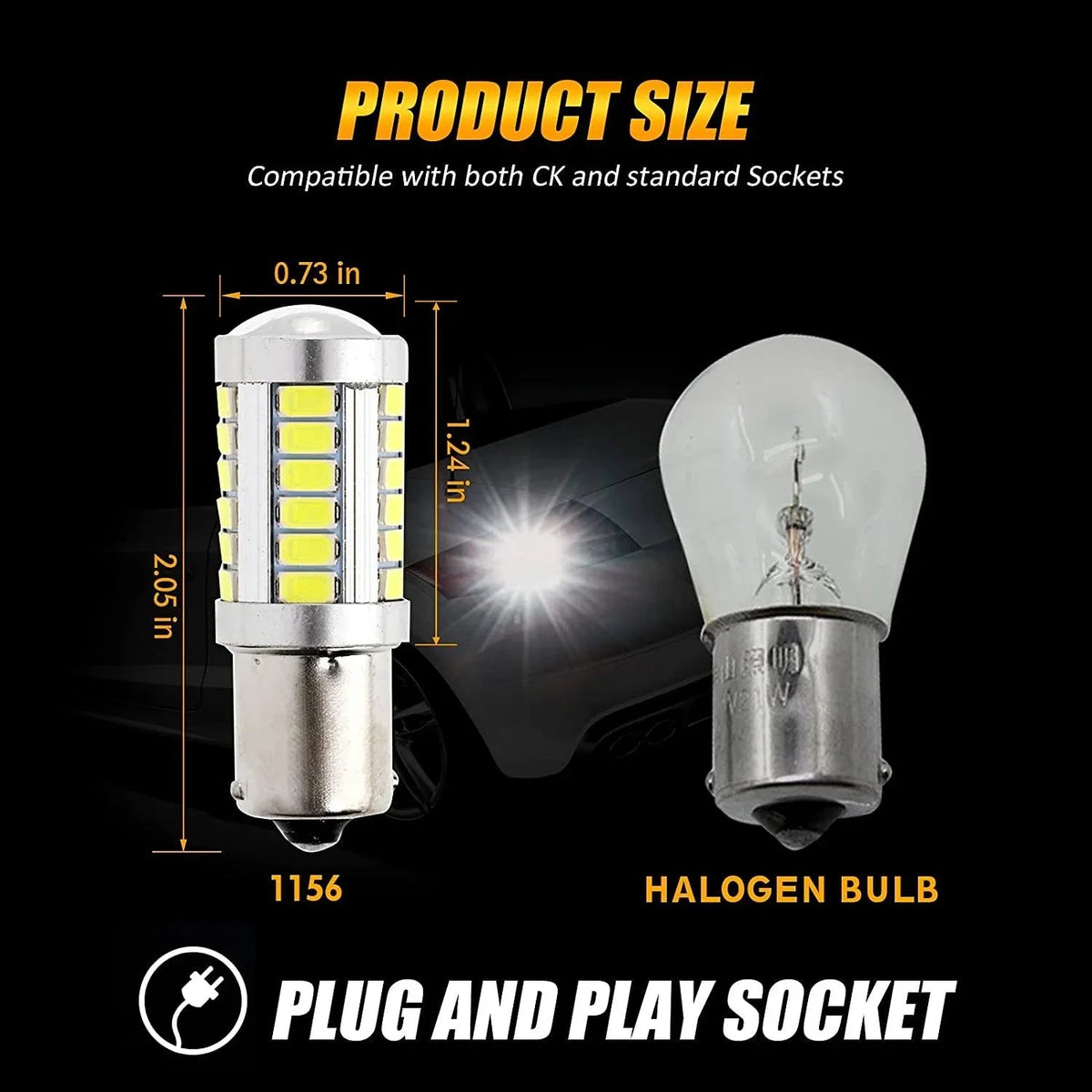 Auxbeam 1156 P21W BA15S LED Brake/Reverse/Parking/Tail/Turn Singnal Light Bulbs