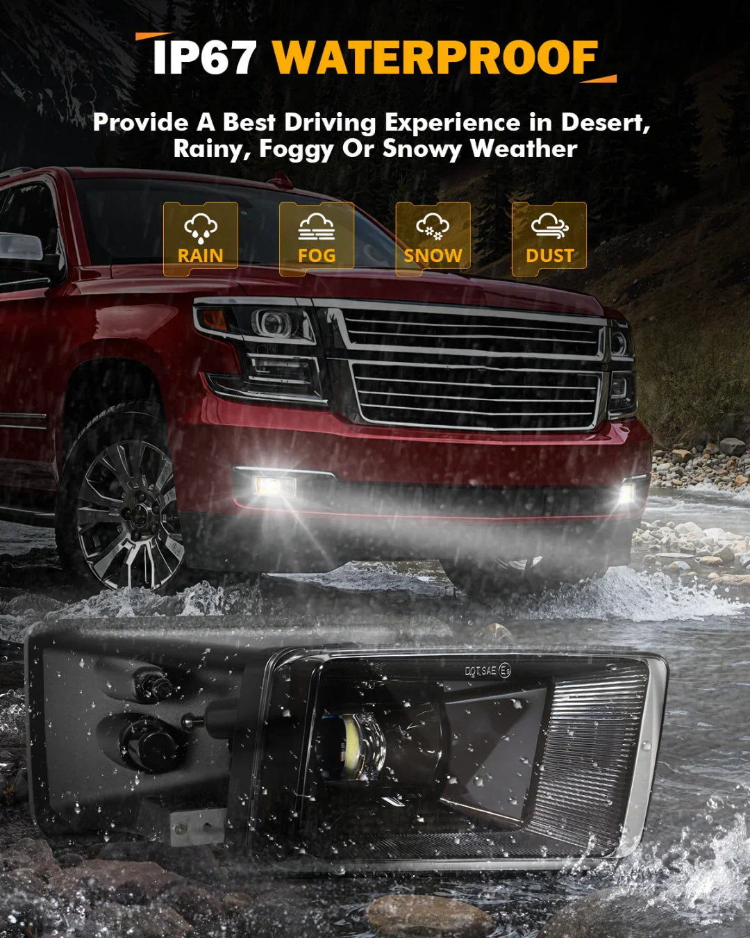 Auxbeam Upgrade 60W LED Fog Lights for Chevy Silverado/2008-2014 Suburban Tahoe