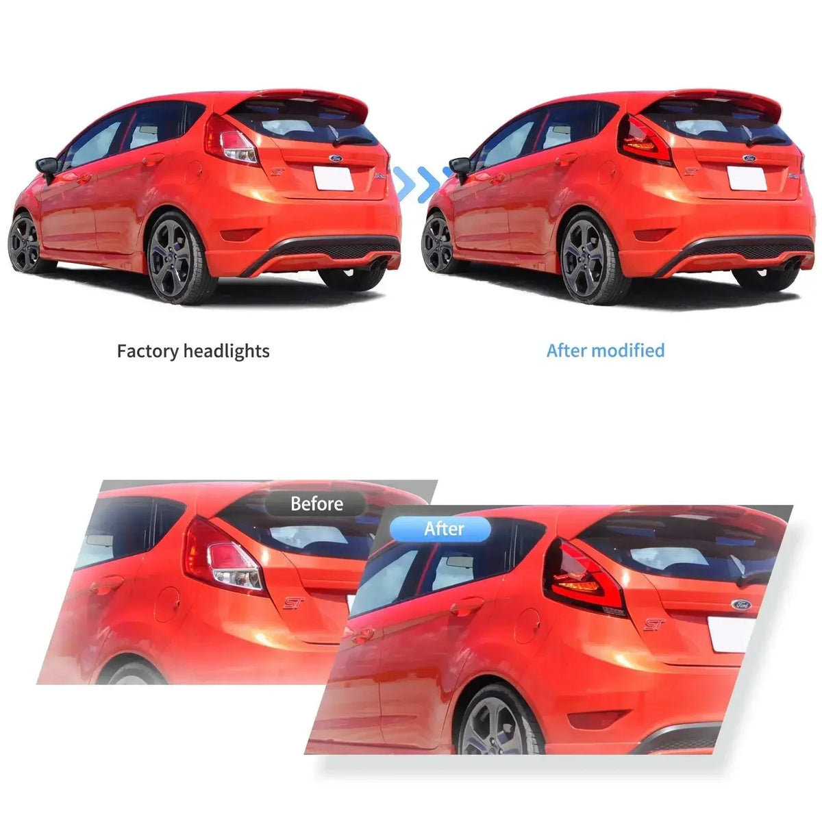Vland LED Tail Light Assembly for 2009-2017 Ford Fiesta Hatchback