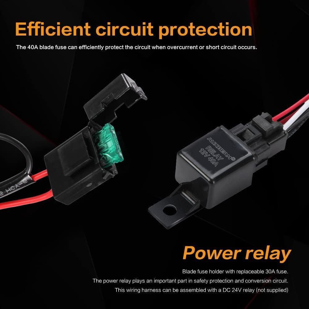 LED Light Bar Wiring Harness Kit with Fuse Relay ON/Off Switch for LED Off-Road Driving Work Light