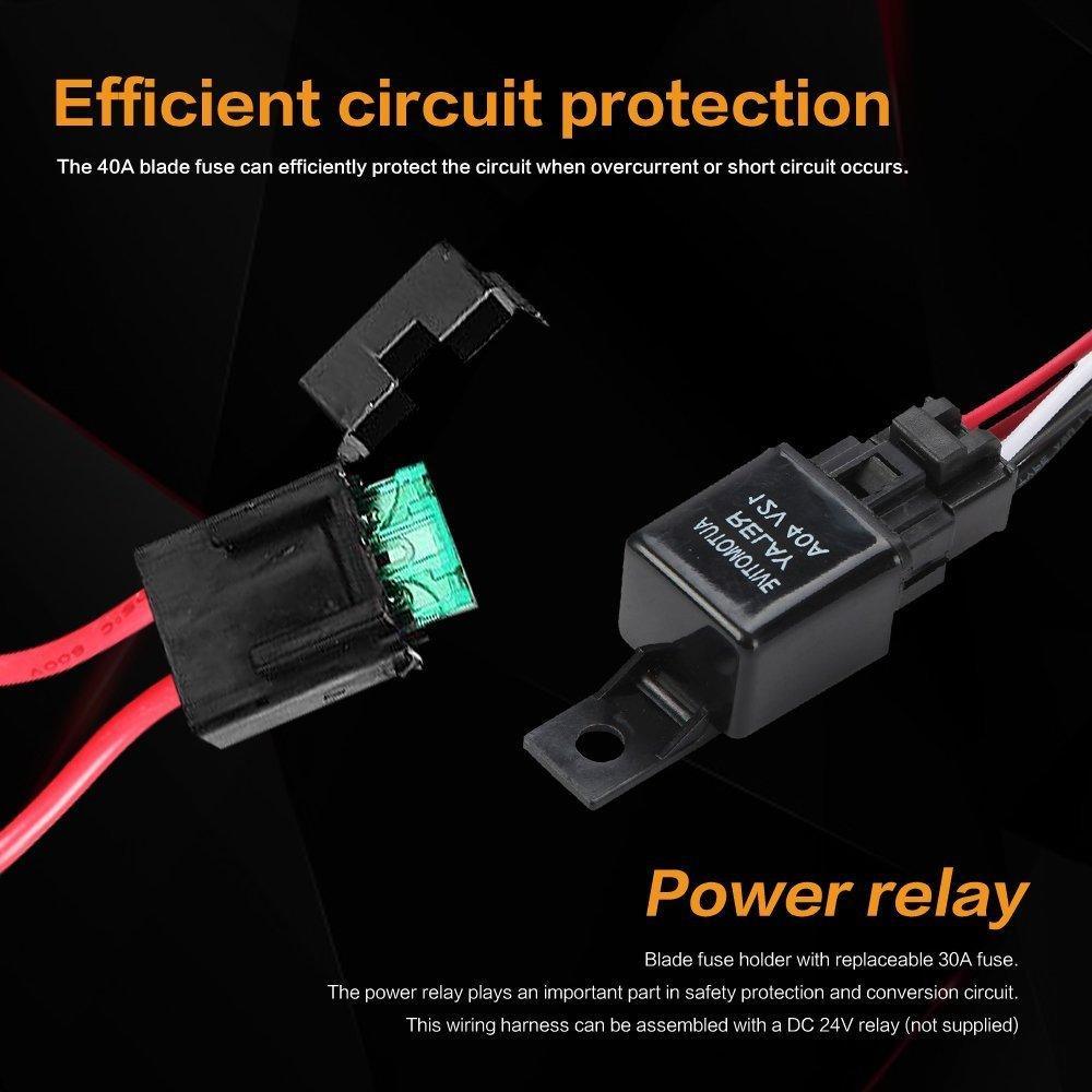 LED Light Bar Wiring Harness Kit with Fuse Relay ON/Off Switch for LED Off-Road Driving Work Light