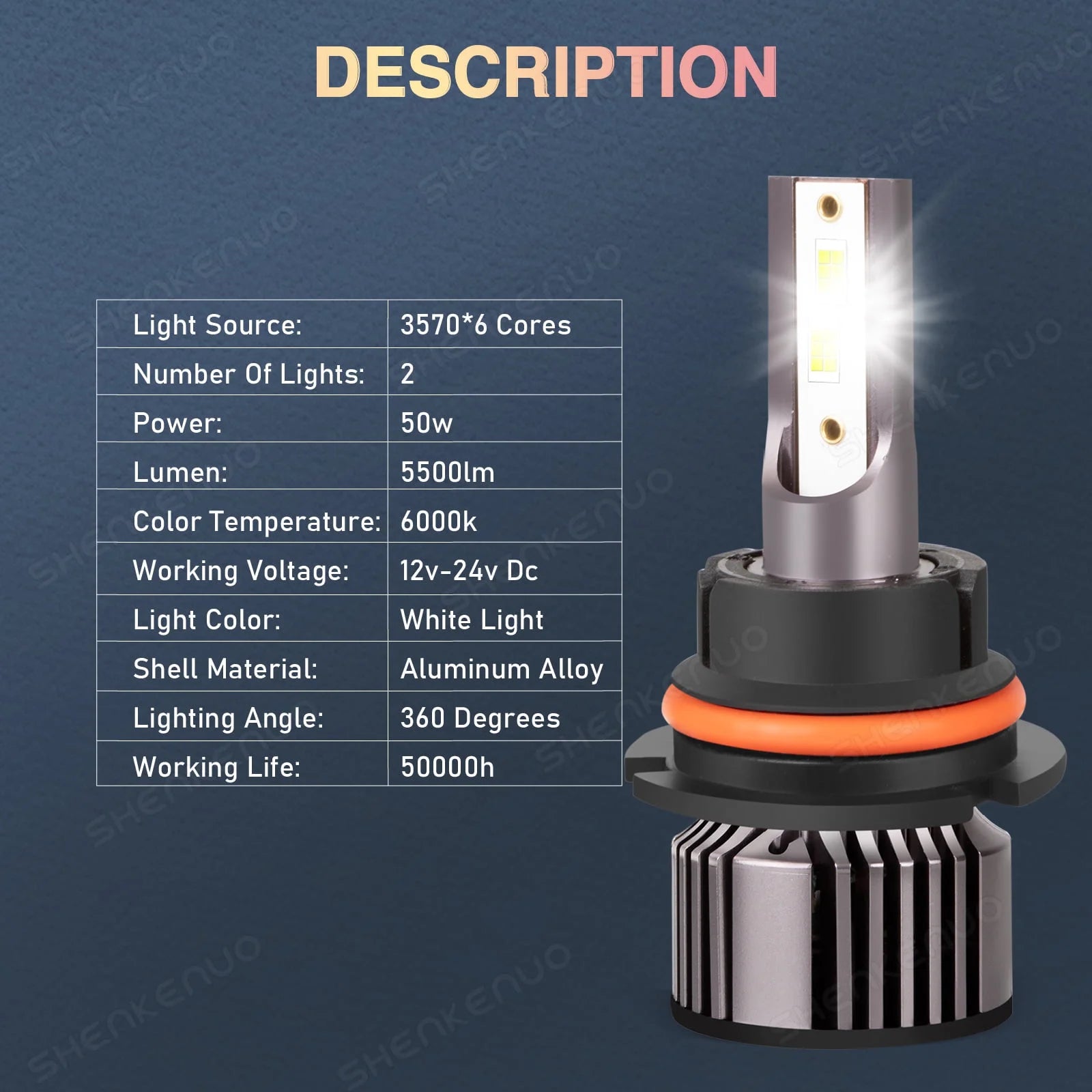 2-Sides 9007 LED Headlight Hi/Lo Bulbs for Ford F-150 1992-2003 F-250 1992-1999