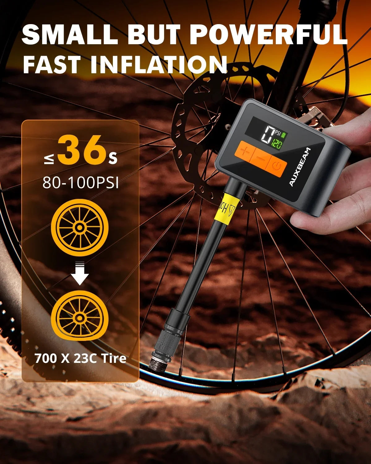 Auxbeam BL03 Compact 120PSI Electric Bicycle Tire Pump