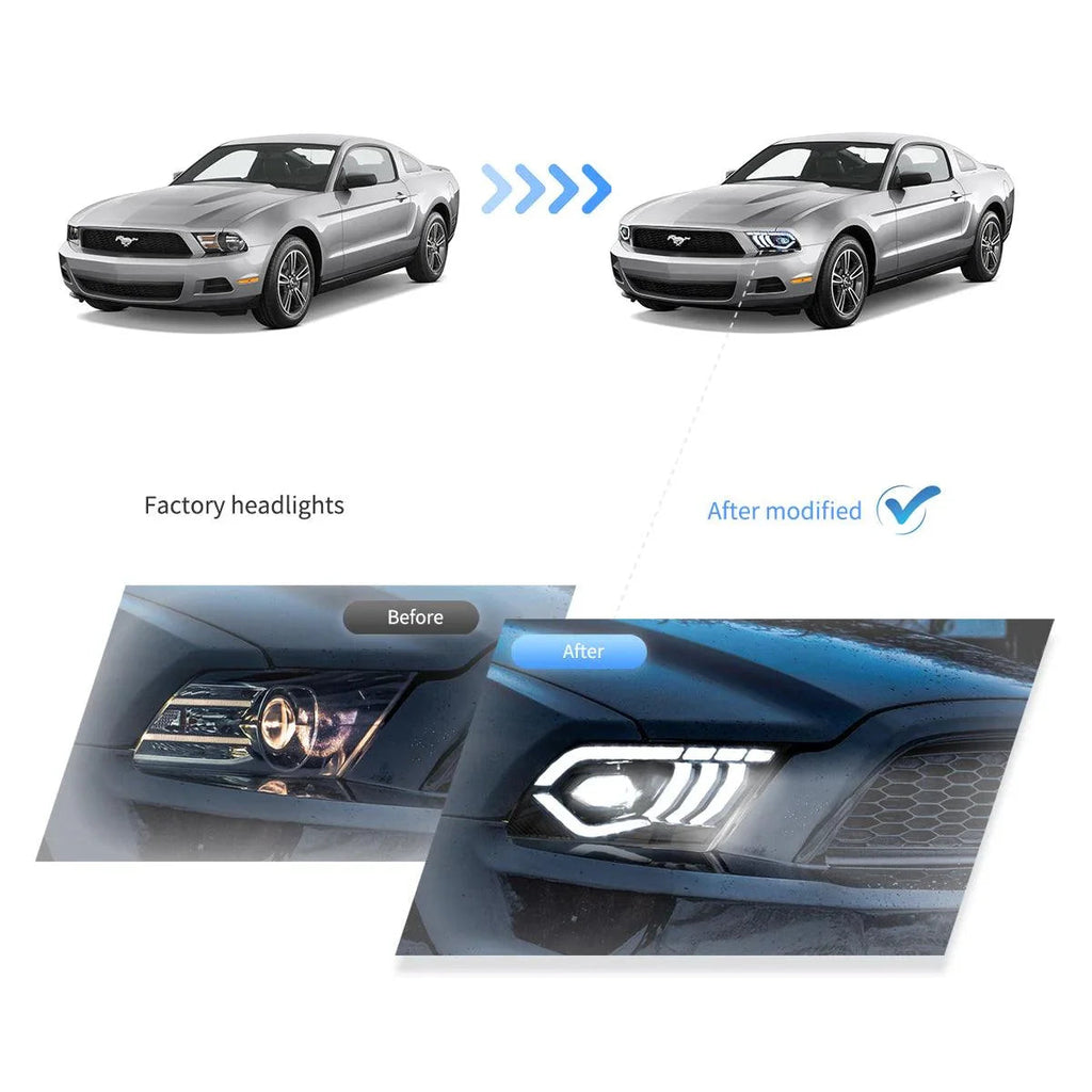Vland DOT Approved LED Headlight for 2010-2014 Ford Mustang 5th Gen Facelifted