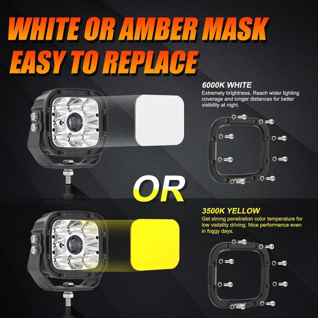 Auxbeam Additional Amber Covers for 5 Inch 110W White/Amber Spot LED Driving
