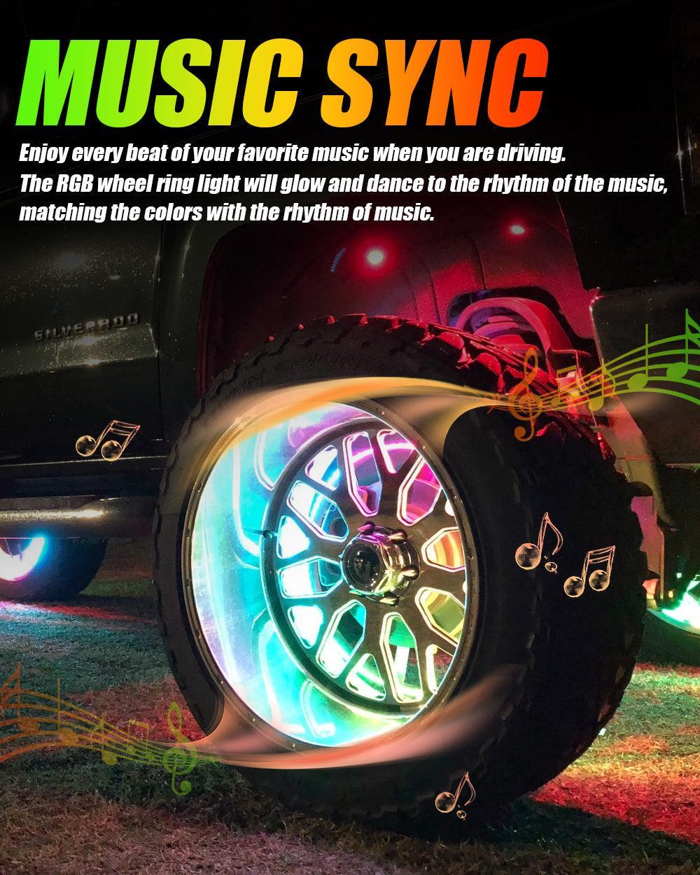 Auxbeam 15.5" RGB LED Wheel Ring Lights Magic Dream Color Neon Rim Light