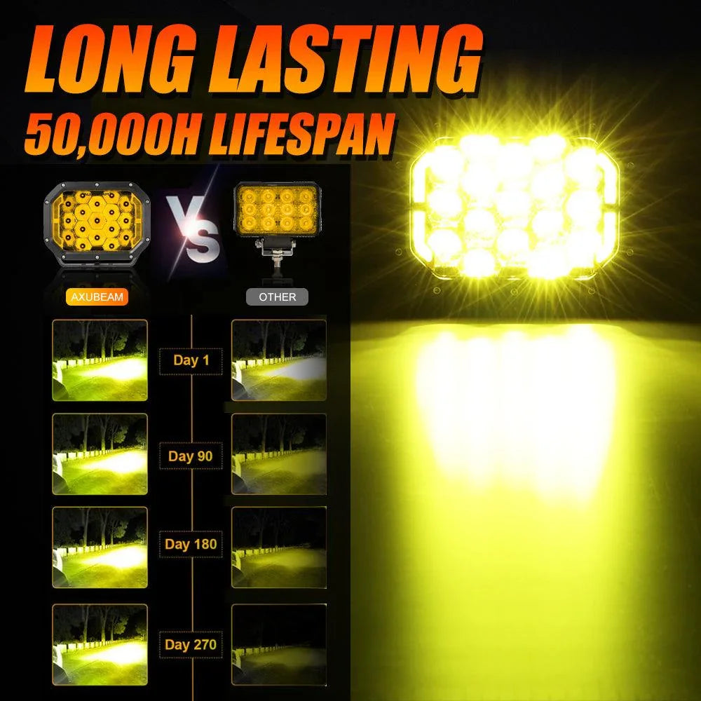 7x5 Inch Rectangle LED Pods Amber Spot Driving Lights with DRL FOR ATV UTV SIDE BY SIDE 4X4