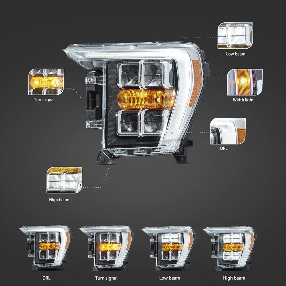 Vland LED Headlight Assembly Reflection Bowl for 2021-2023 Ford F150 14th Gen