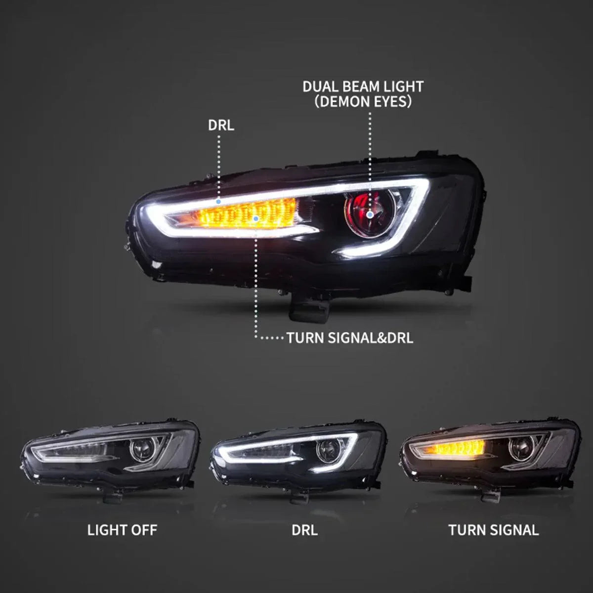Vland LED Headlight Assembly Dual Beam Projector
