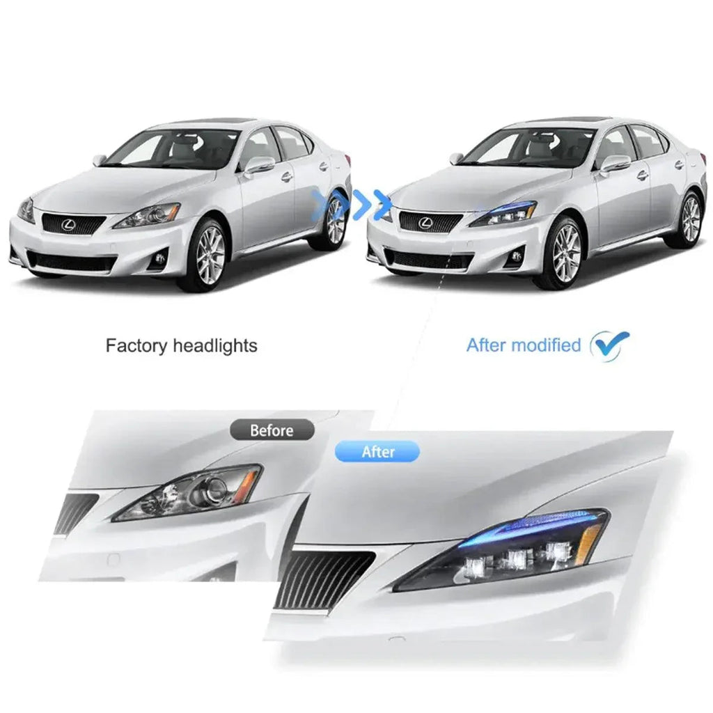 Vland LED Headlight Assembly for 2006-2012 Lexus IS250/IS250C/IS350/IS220d