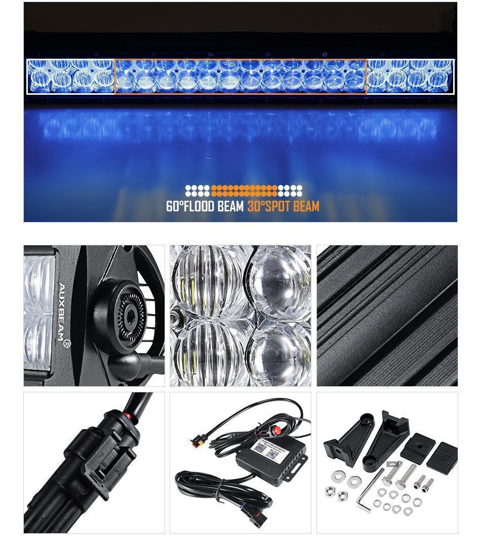 Auxbeam 22"/32"/42" V-Series RGB Straight/Curved 5D lens Combo Beam Double Row