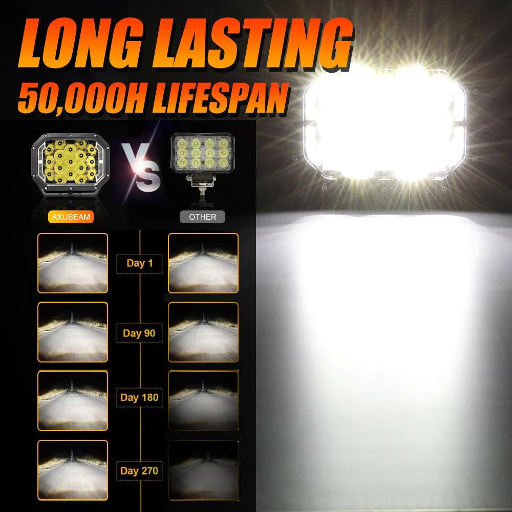 7x5 Inch Rectangle LED Pods White Spot Driving Lights with DRL FOR ATV UTV SIDE BY SIDE 4X4