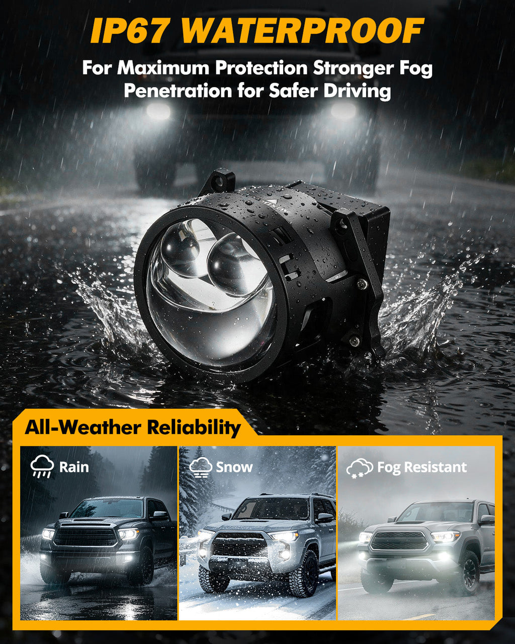 Auxbeam 3 Inch 160W 6000K Bi-LED Projector Headlight Dual Laser Beam S8 Series