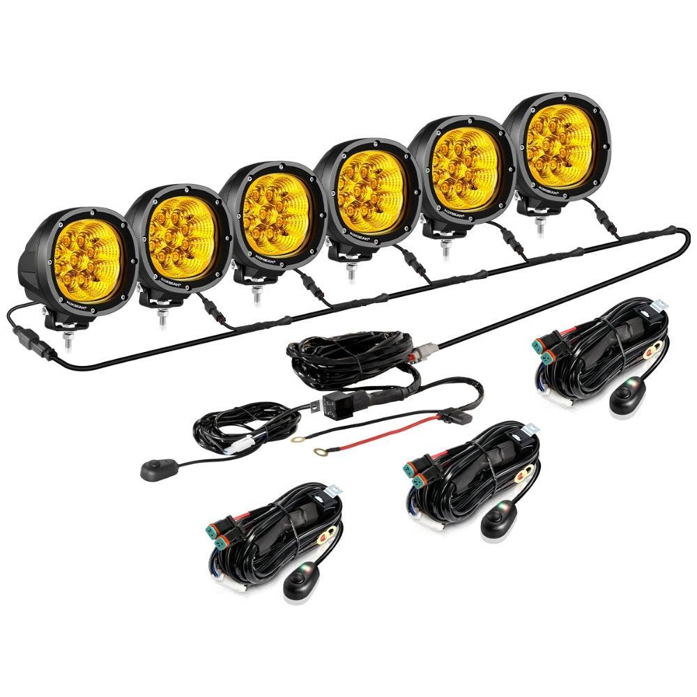 Auxbeam P4 Series 4 Inch 90W Round LED Driving Lights Flood Amber Pod Lights