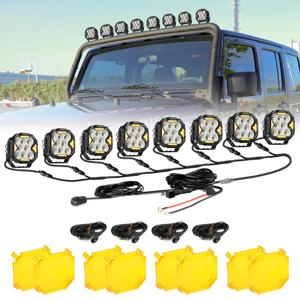 CUBE-Z Series 4 Inch LED Pod Lights Off Road Lights with White DRL & Amber Turn Signal Lights