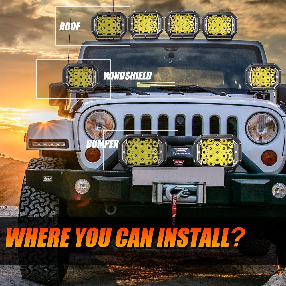 7x5 Inch Rectangle LED Pods White Spot Driving Lights with DRL FOR ATV UTV SIDE BY SIDE 4X4