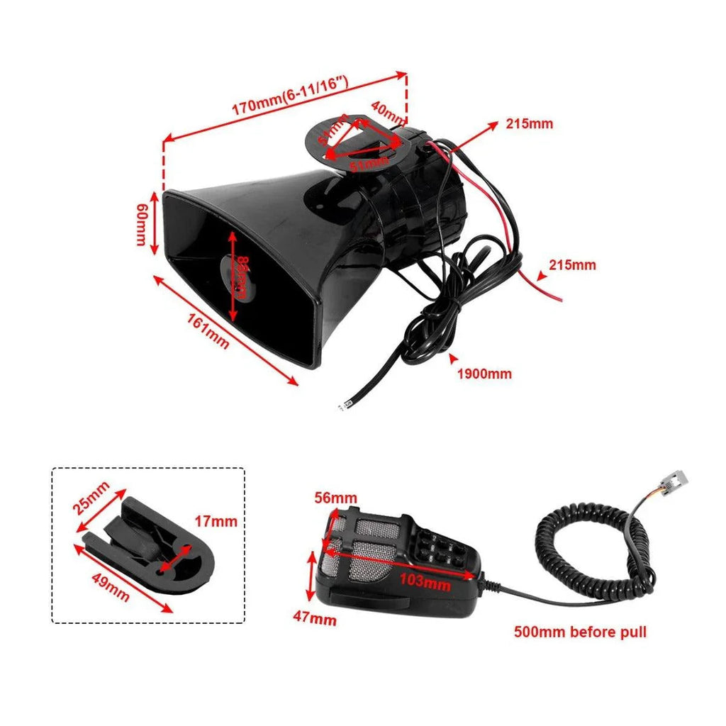 Auxbeam 12V 100W Horns 7 Tone Emergency Warning Siren